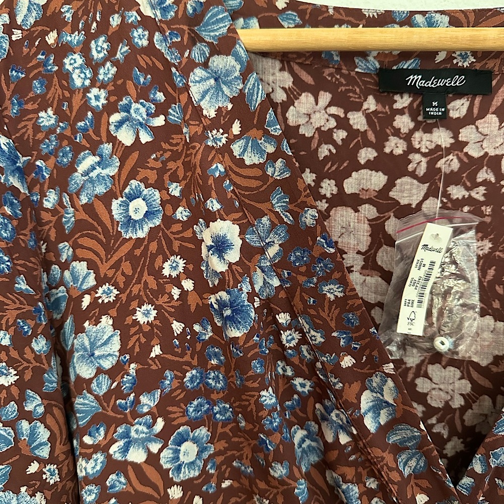Madewell midi long sleeve dress in woodland floral
